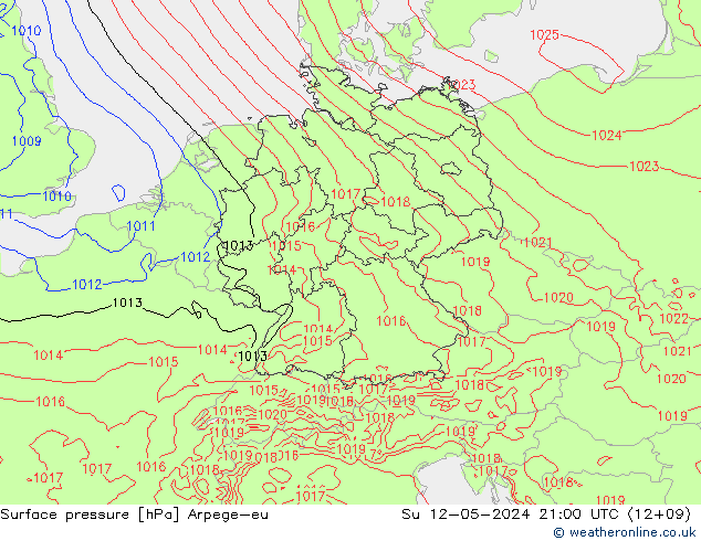 Surface pressure Arpege-eu Su 12.05.2024 21 UTC
