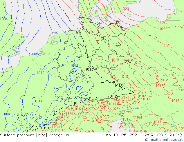 приземное давление Arpege-eu пн 13.05.2024 12 UTC