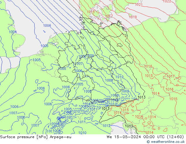 Pressione al suolo Arpege-eu mer 15.05.2024 00 UTC