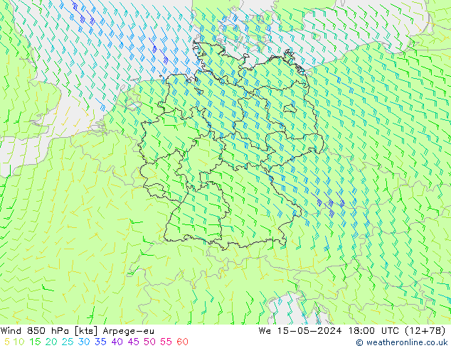 Wind 850 hPa Arpege-eu We 15.05.2024 18 UTC