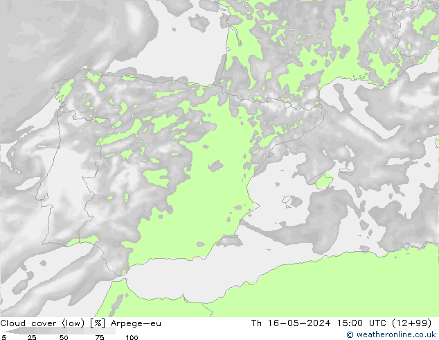 Nubi basse Arpege-eu gio 16.05.2024 15 UTC