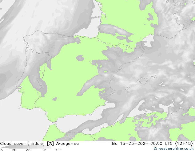 Nubi medie Arpege-eu lun 13.05.2024 06 UTC