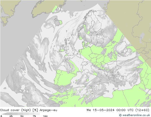 zachmurzenie (wysokie) Arpege-eu śro. 15.05.2024 00 UTC