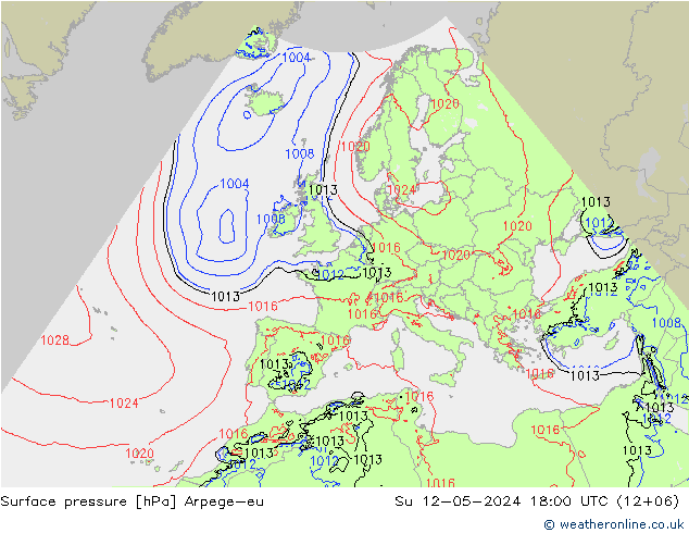 Surface pressure Arpege-eu Su 12.05.2024 18 UTC