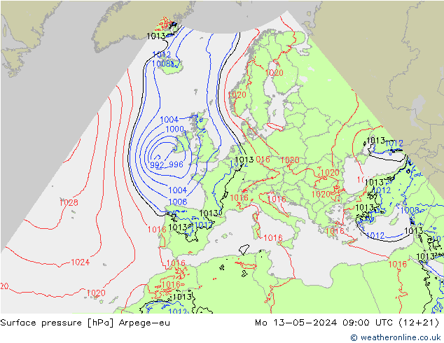 Bodendruck Arpege-eu Mo 13.05.2024 09 UTC