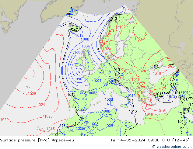 Luchtdruk (Grond) Arpege-eu di 14.05.2024 09 UTC