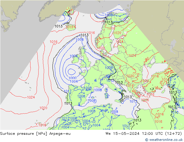 pressão do solo Arpege-eu Qua 15.05.2024 12 UTC