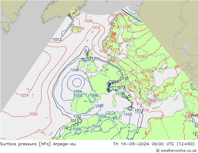 Yer basıncı Arpege-eu Per 16.05.2024 06 UTC