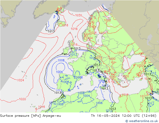 pressão do solo Arpege-eu Qui 16.05.2024 12 UTC