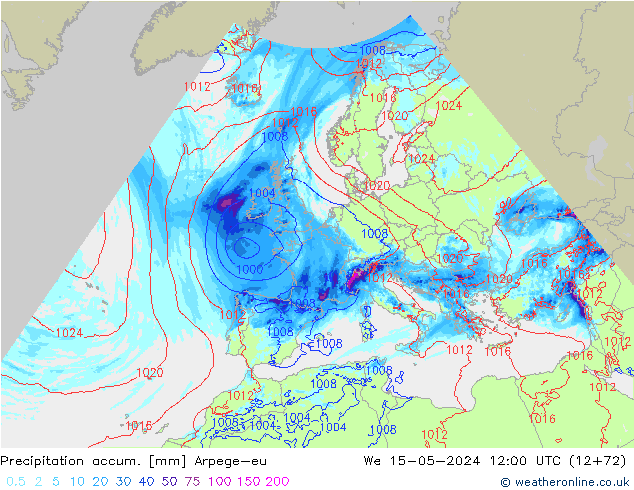Precipitation accum. Arpege-eu Qua 15.05.2024 12 UTC