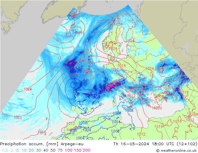 Precipitation accum. Arpege-eu чт 16.05.2024 18 UTC