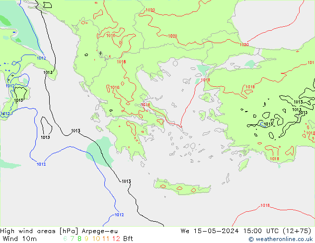 High wind areas Arpege-eu ср 15.05.2024 15 UTC