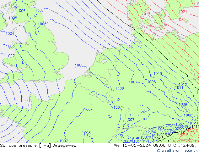 Luchtdruk (Grond) Arpege-eu wo 15.05.2024 09 UTC