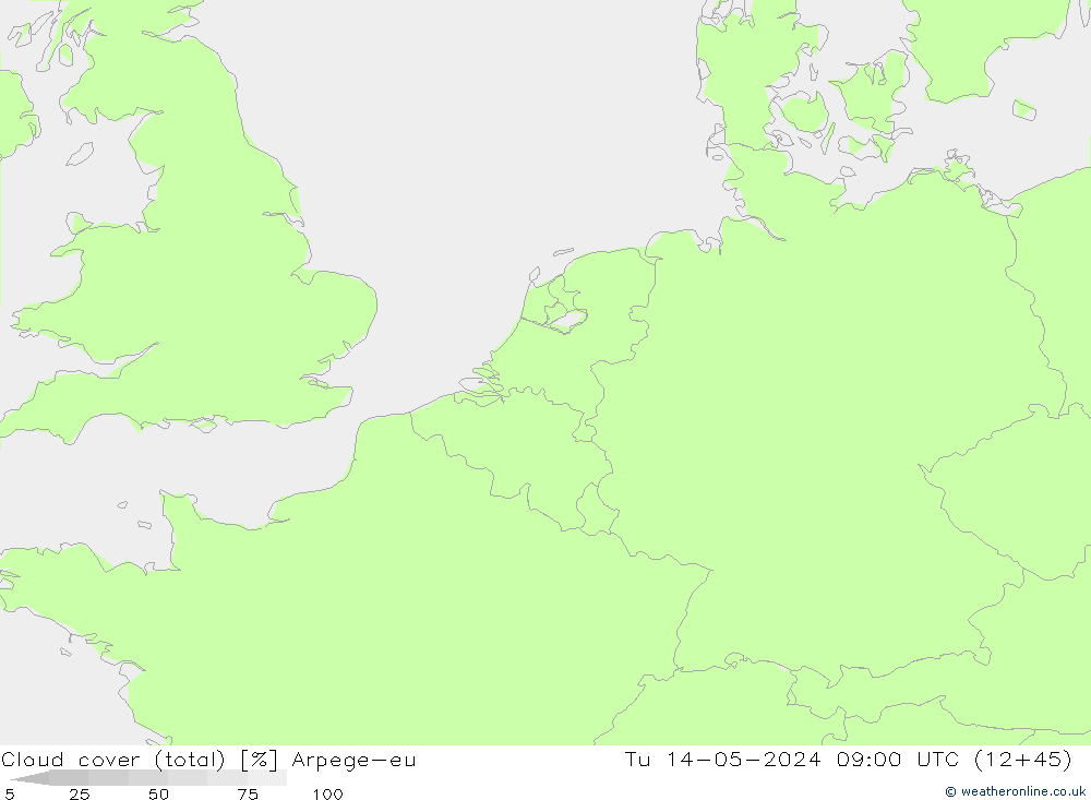 Wolken (gesamt) Arpege-eu Di 14.05.2024 09 UTC