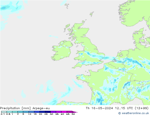 precipitação Arpege-eu Qui 16.05.2024 15 UTC