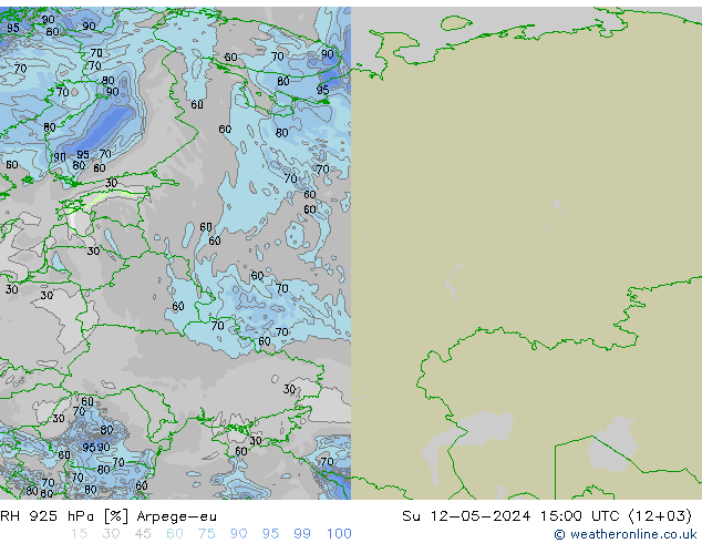 RH 925 hPa Arpege-eu dom 12.05.2024 15 UTC