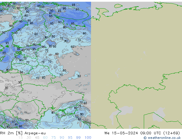 RH 2m Arpege-eu  15.05.2024 09 UTC