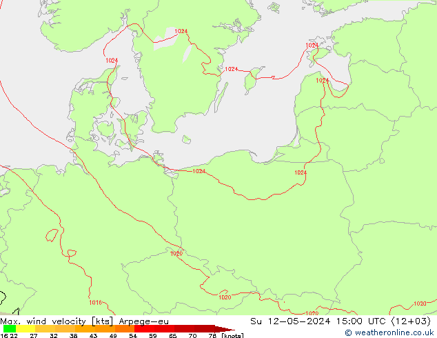 Max. wind velocity Arpege-eu Su 12.05.2024 15 UTC