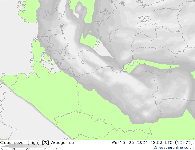 Bulutlar (yüksek) Arpege-eu Çar 15.05.2024 12 UTC