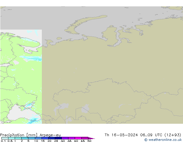 Precipitazione Arpege-eu gio 16.05.2024 09 UTC