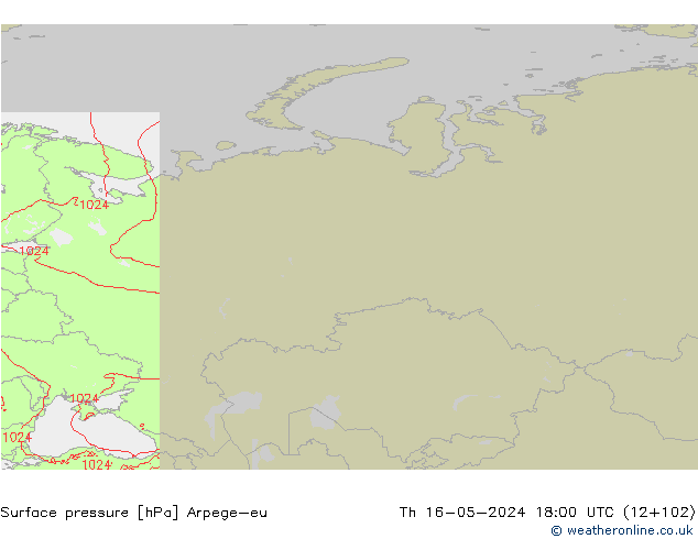 Presión superficial Arpege-eu jue 16.05.2024 18 UTC