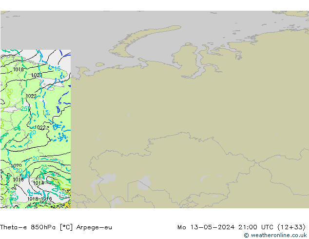 Theta-e 850hPa Arpege-eu Po 13.05.2024 21 UTC