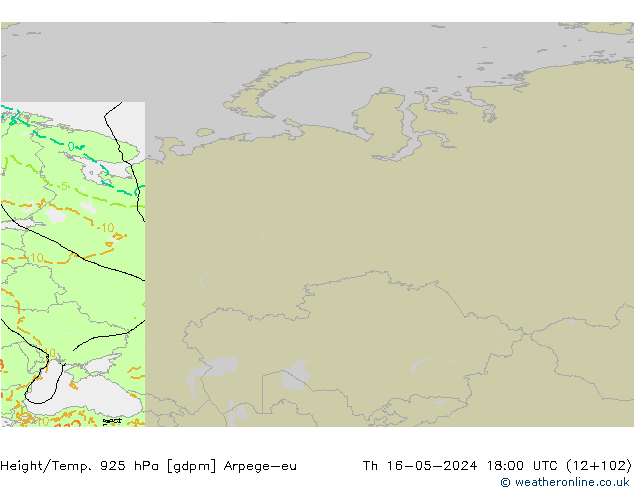 Height/Temp. 925 hPa Arpege-eu Th 16.05.2024 18 UTC