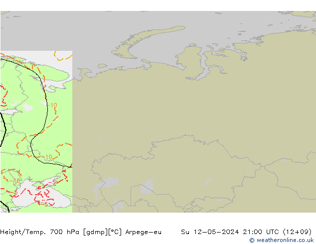 Height/Temp. 700 hPa Arpege-eu dom 12.05.2024 21 UTC