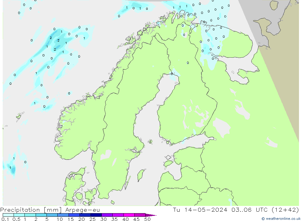 Precipitation Arpege-eu Tu 14.05.2024 06 UTC