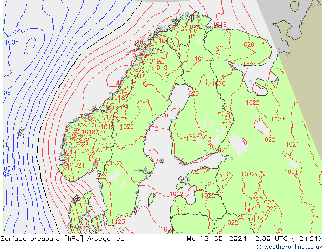 pression de l'air Arpege-eu lun 13.05.2024 12 UTC