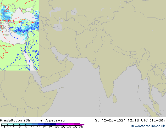 降水量 (6h) Arpege-eu 星期日 12.05.2024 18 UTC