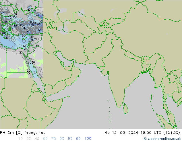 RH 2m Arpege-eu пн 13.05.2024 18 UTC