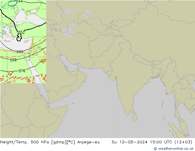 Height/Temp. 500 hPa Arpege-eu 星期日 12.05.2024 15 UTC