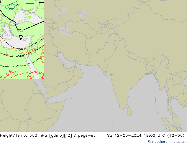 Height/Temp. 500 hPa Arpege-eu 星期日 12.05.2024 18 UTC