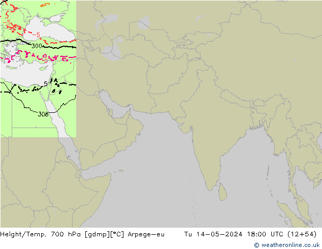 Height/Temp. 700 hPa Arpege-eu  14.05.2024 18 UTC