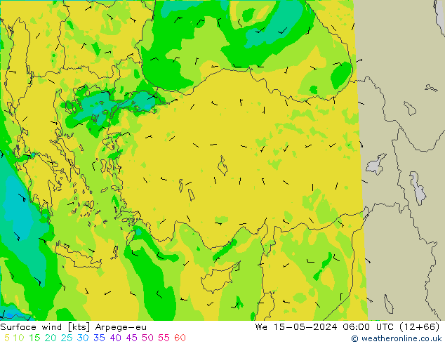 Surface wind Arpege-eu We 15.05.2024 06 UTC