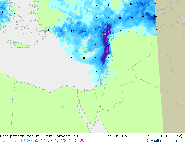 Precipitation accum. Arpege-eu  15.05.2024 12 UTC