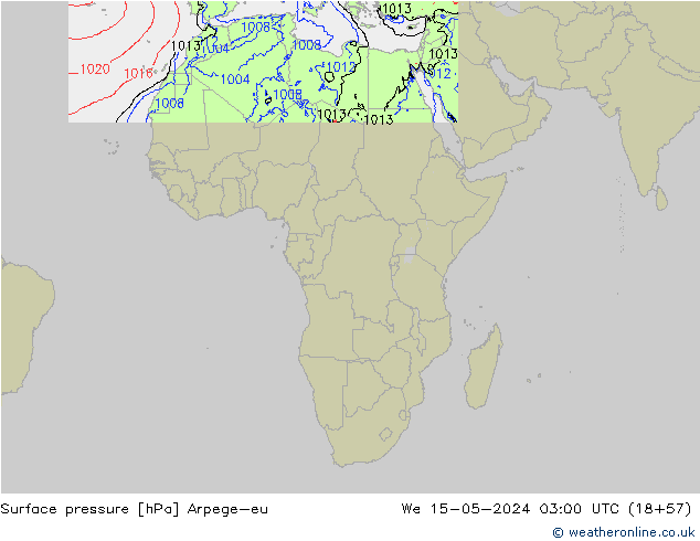 Luchtdruk (Grond) Arpege-eu wo 15.05.2024 03 UTC