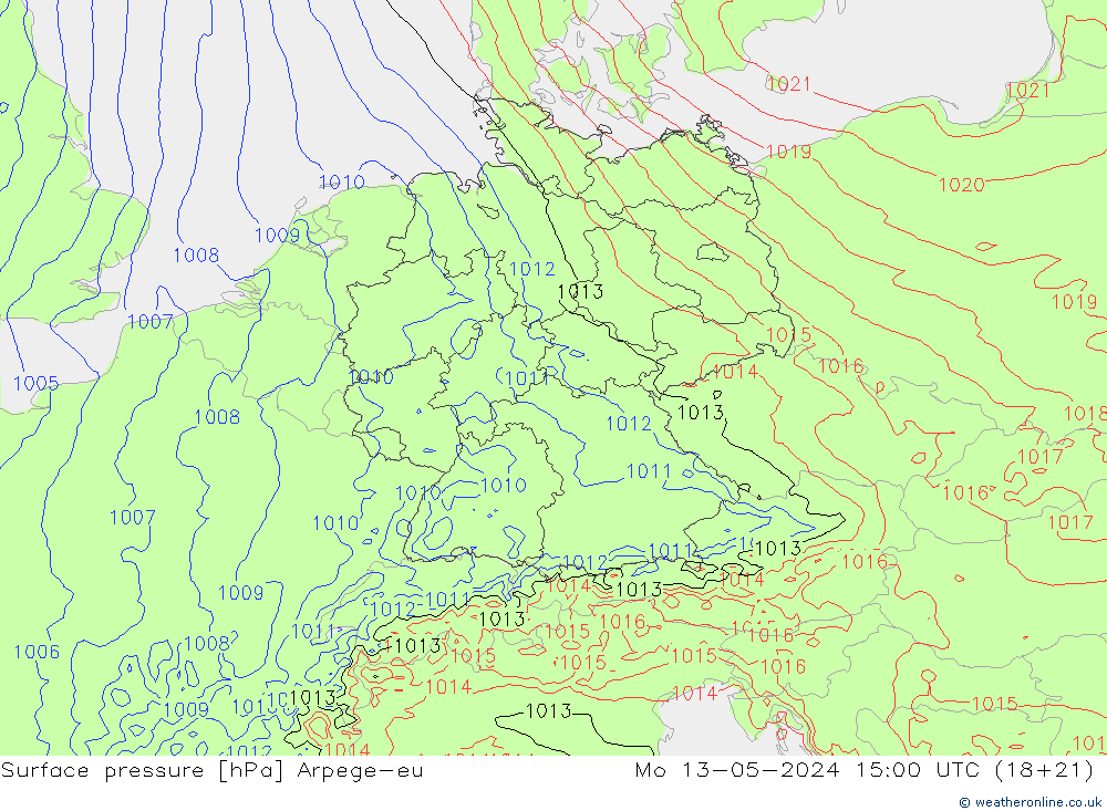 Bodendruck Arpege-eu Mo 13.05.2024 15 UTC