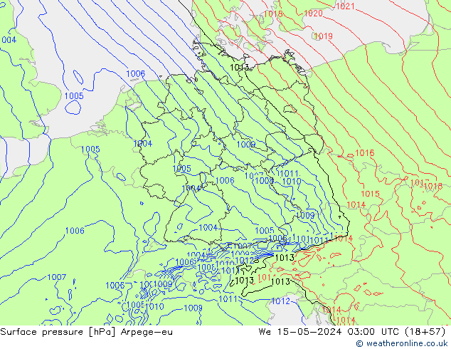 pressão do solo Arpege-eu Qua 15.05.2024 03 UTC