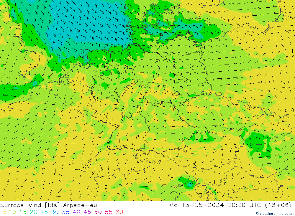 Bodenwind Arpege-eu Mo 13.05.2024 00 UTC