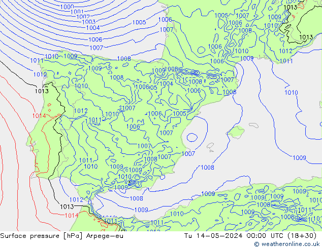 Presión superficial Arpege-eu mar 14.05.2024 00 UTC