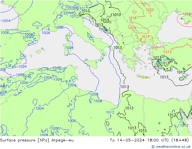 Luchtdruk (Grond) Arpege-eu di 14.05.2024 18 UTC