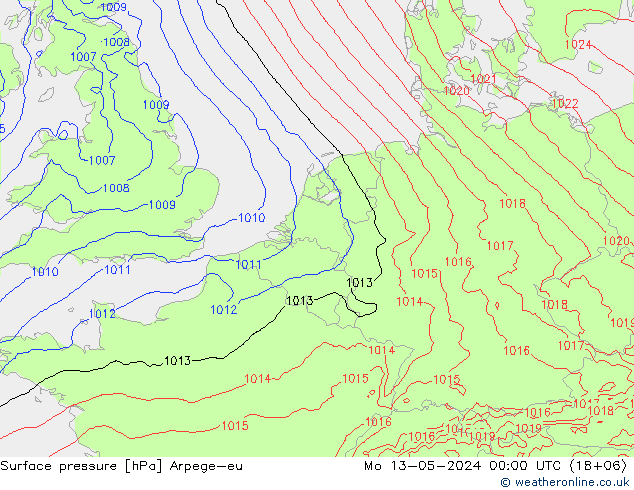 pressão do solo Arpege-eu Seg 13.05.2024 00 UTC