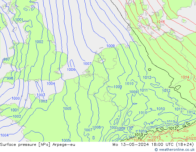 Bodendruck Arpege-eu Mo 13.05.2024 18 UTC