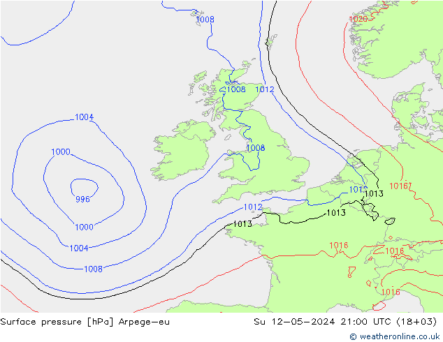 приземное давление Arpege-eu Вс 12.05.2024 21 UTC