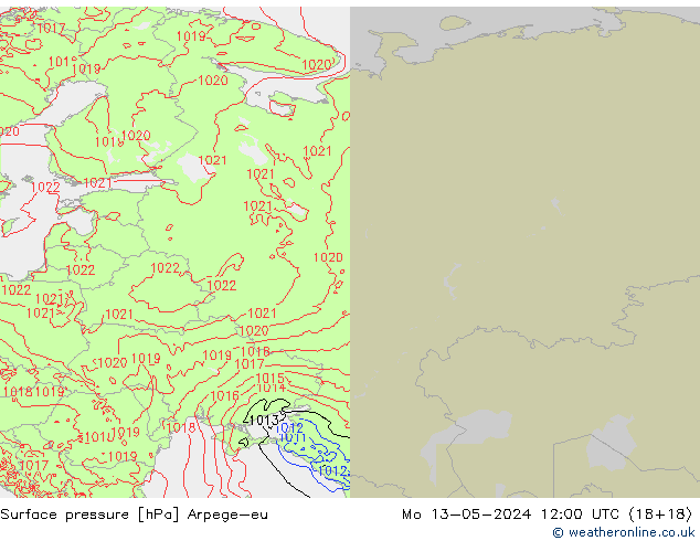 Pressione al suolo Arpege-eu lun 13.05.2024 12 UTC