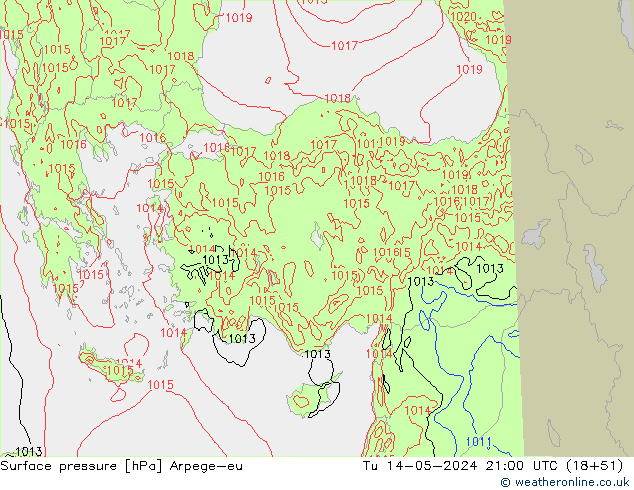 Presión superficial Arpege-eu mar 14.05.2024 21 UTC