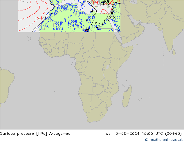 Bodendruck Arpege-eu Mi 15.05.2024 15 UTC
