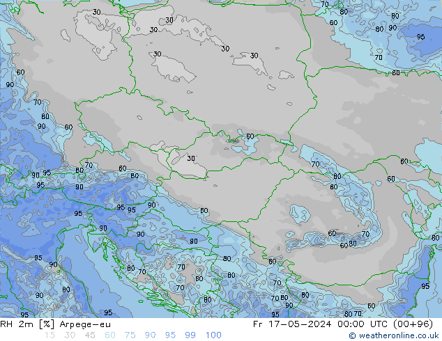 Humedad rel. 2m Arpege-eu vie 17.05.2024 00 UTC